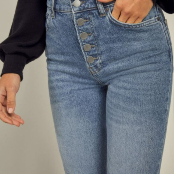 Reformation Liz Button Fly High Rise Straight Jeans - Size 25 - Picture 3 of 8